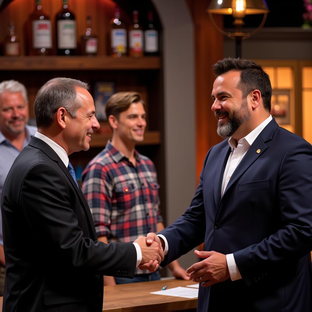 Proper Food founders shaking hands with a Shark Tank investor