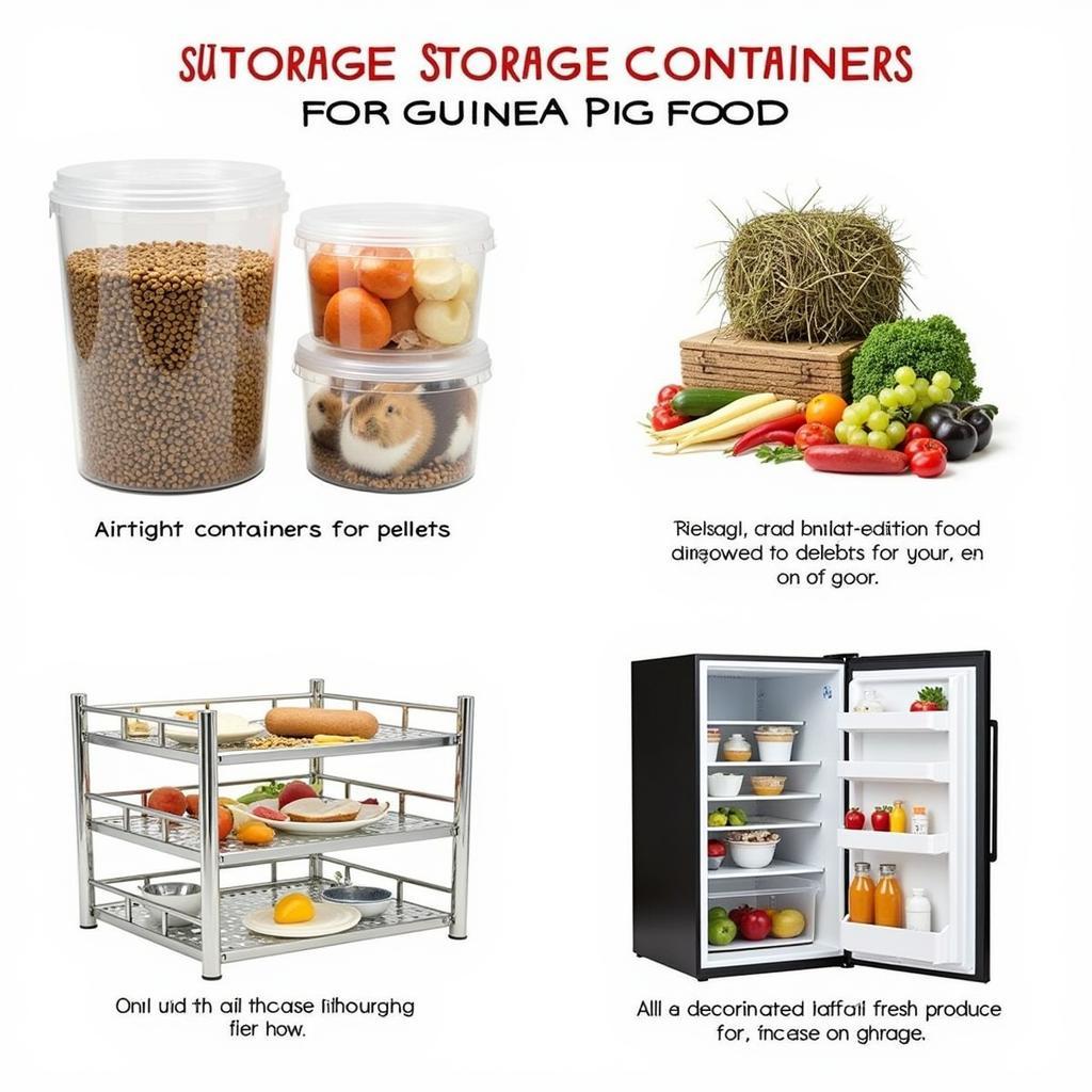 Various containers suitable for storing guinea pig food