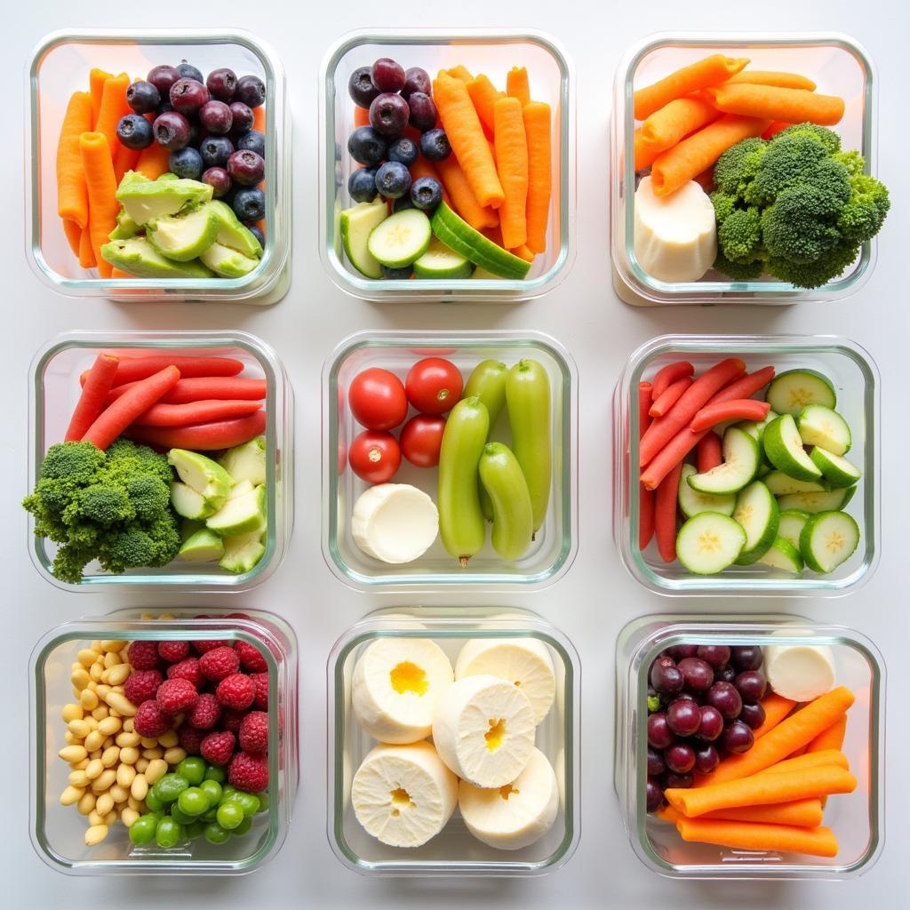 Meal prep containers with pre-portioned pureed foods