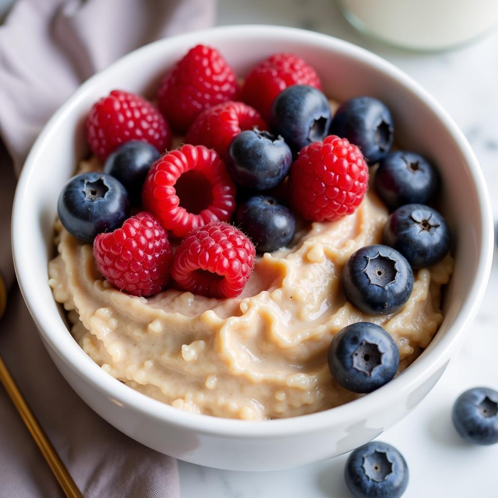 Smooth Pureed Oatmeal with Berries