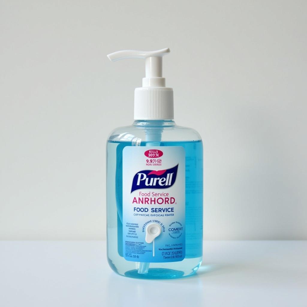 Purell food service sanitizer bottle with clearly visible label