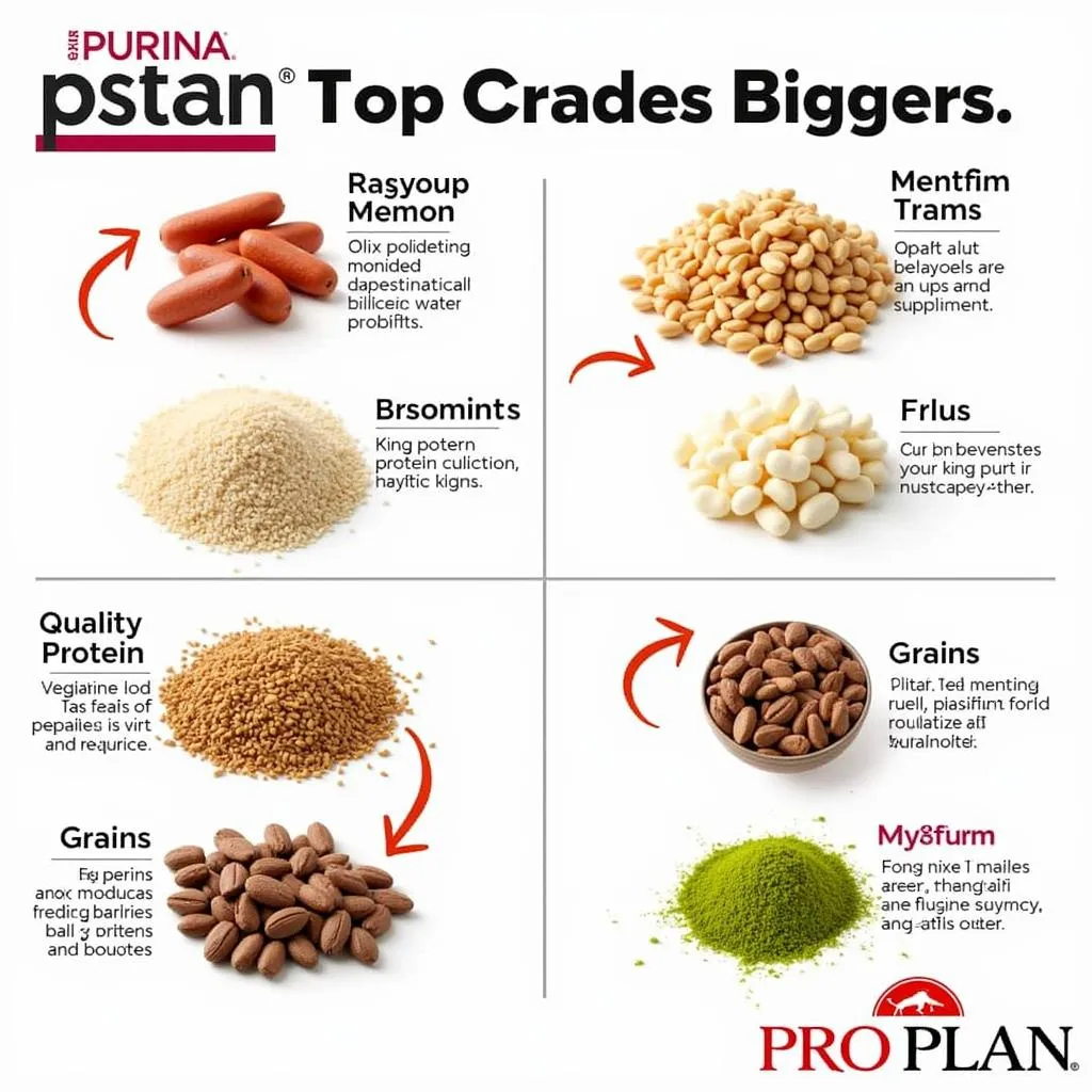 Variety of Purina Pro Plan Ingredients Displayed