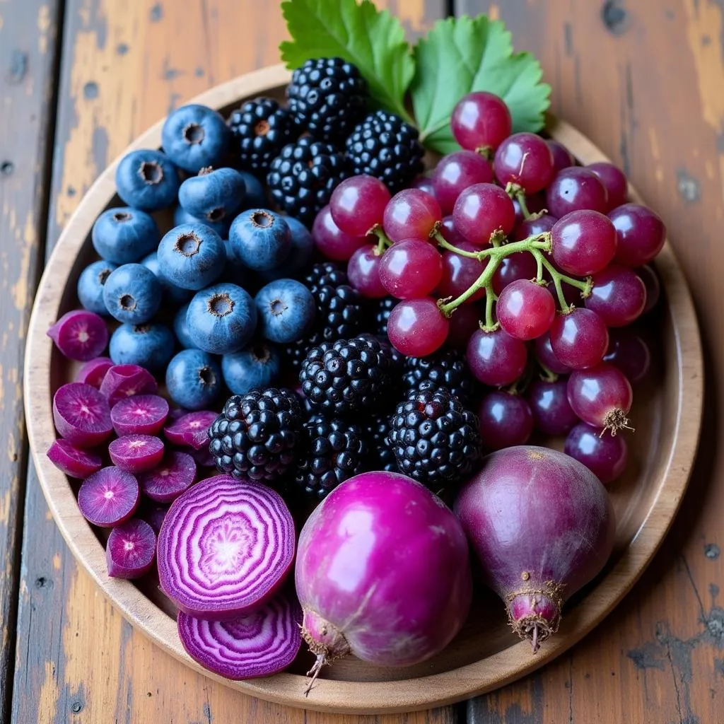 Assortment of purple foods for natural dye