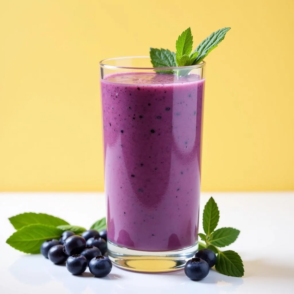 Glass of vibrant purple smoothie