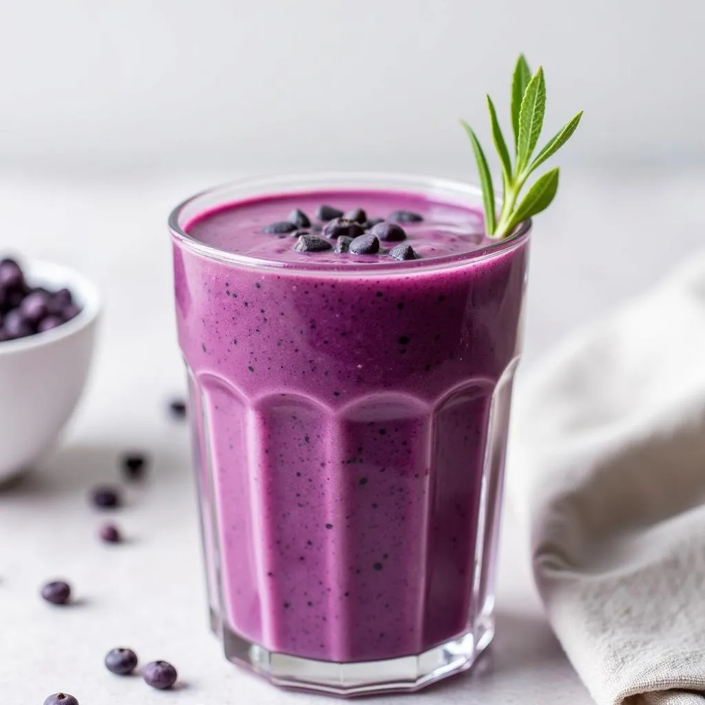 Purple smoothie made with natural food coloring