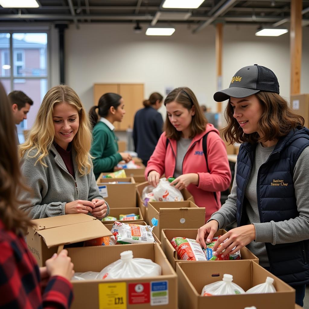 Volunteers Sorting Food Donations