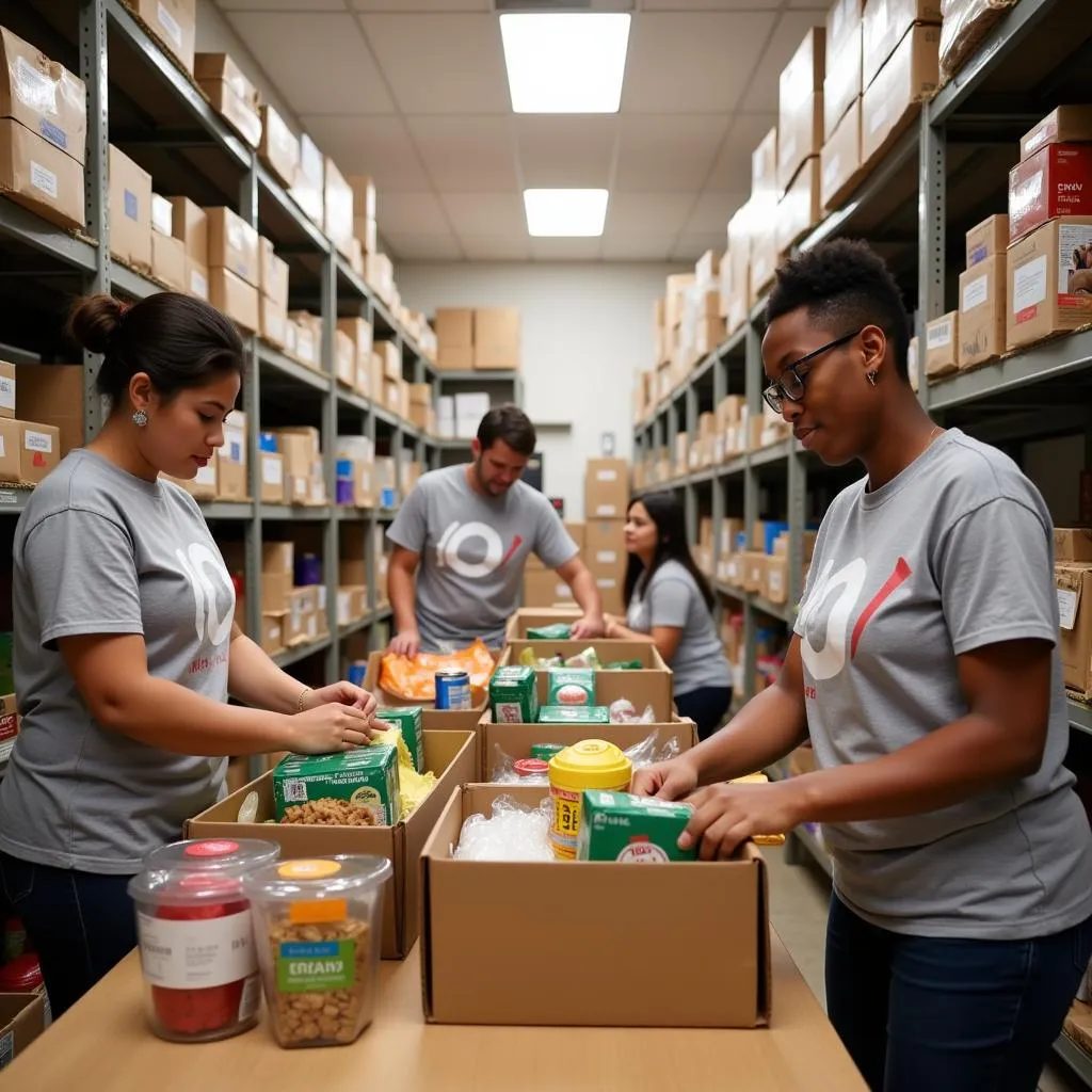 Volunteers Organizing Food Donations