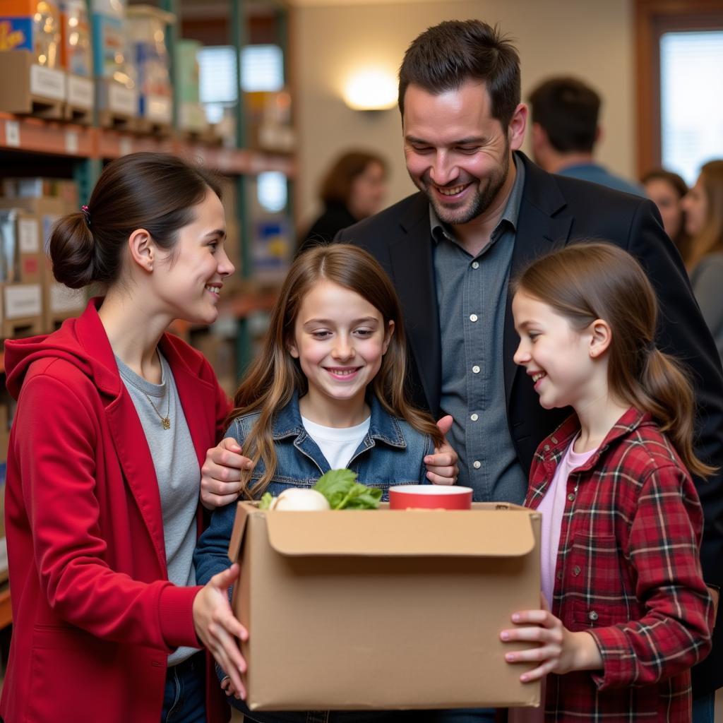 Family receiving food assistance in Racine WI