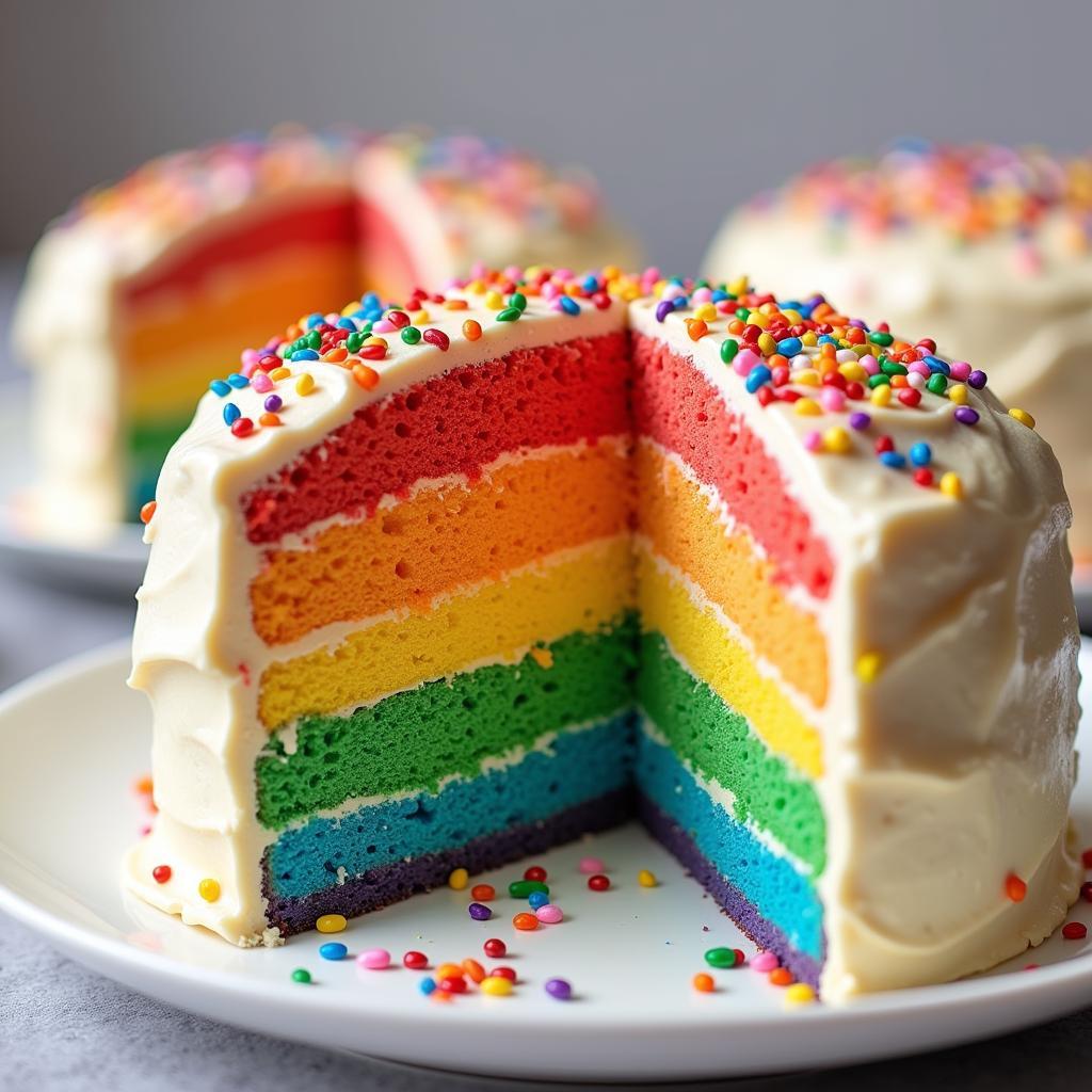 Rainbow Cake with Vibrant Colored Layers