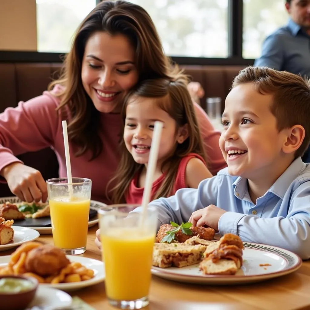 A family enjoying their meal at Rancho Viejo