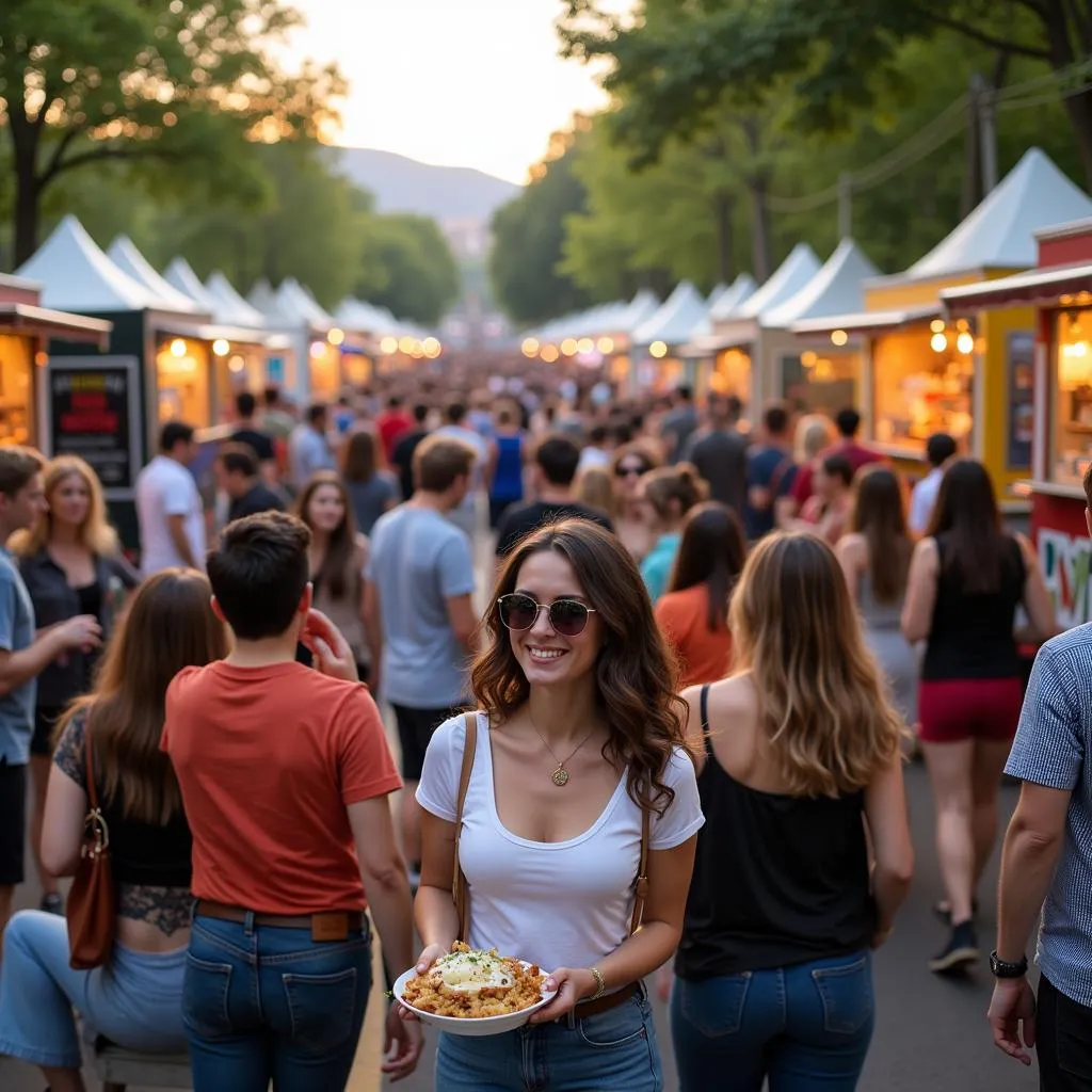 Crowd enjoying the food trucks at Ravinia Festival