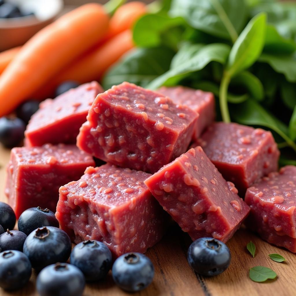 A Close-Up of Raw Bison Dog Food Ingredients