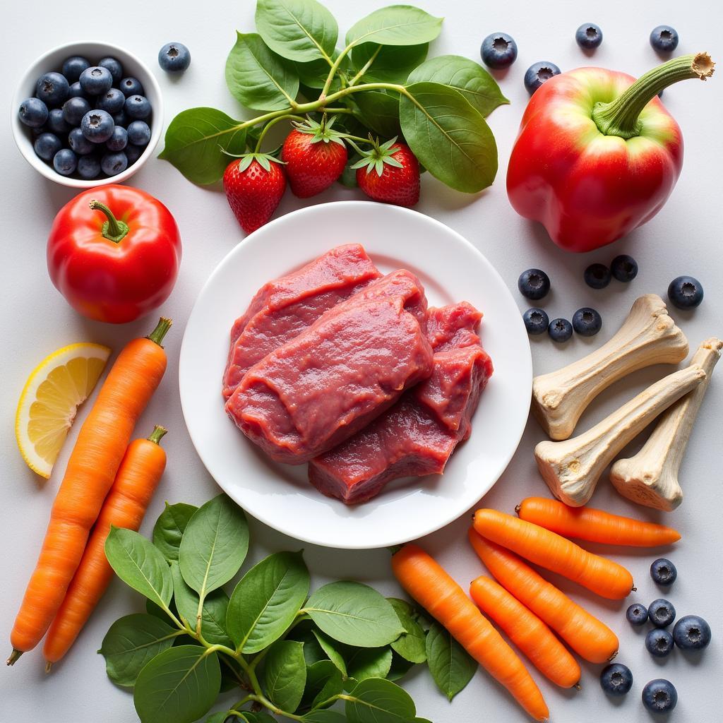 Raw Dog Food Ingredients Spread