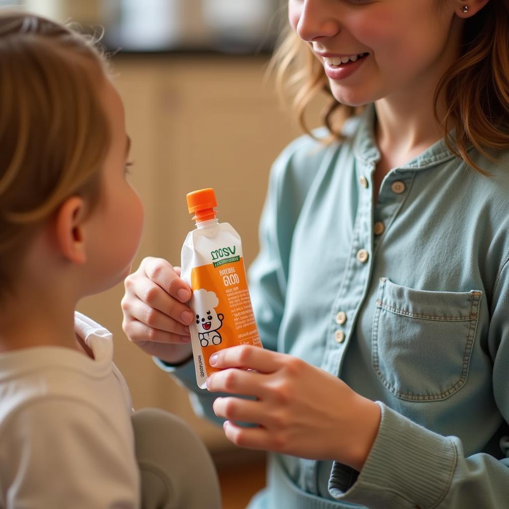 Parent examining a frozen baby food label