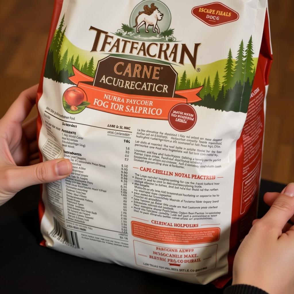 Reading Tuscan carne dog food label carefully