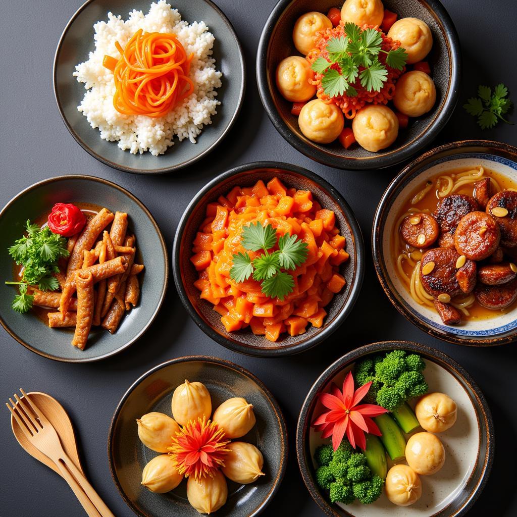 Colorful Spread of Ready to Eat Korean Food