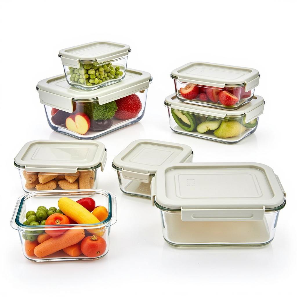 Set of rectangular glass food storage containers