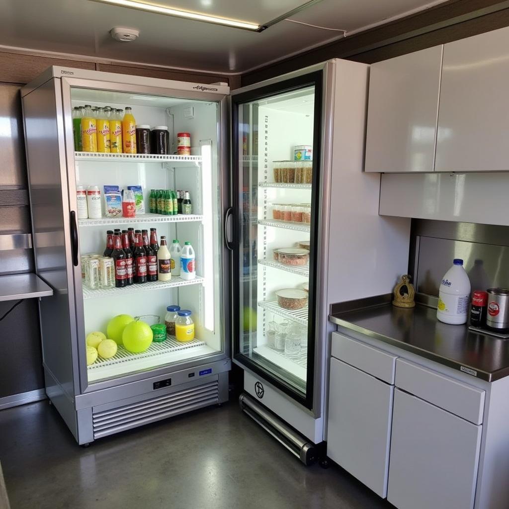 Refrigeration Units Inside Food Trailer