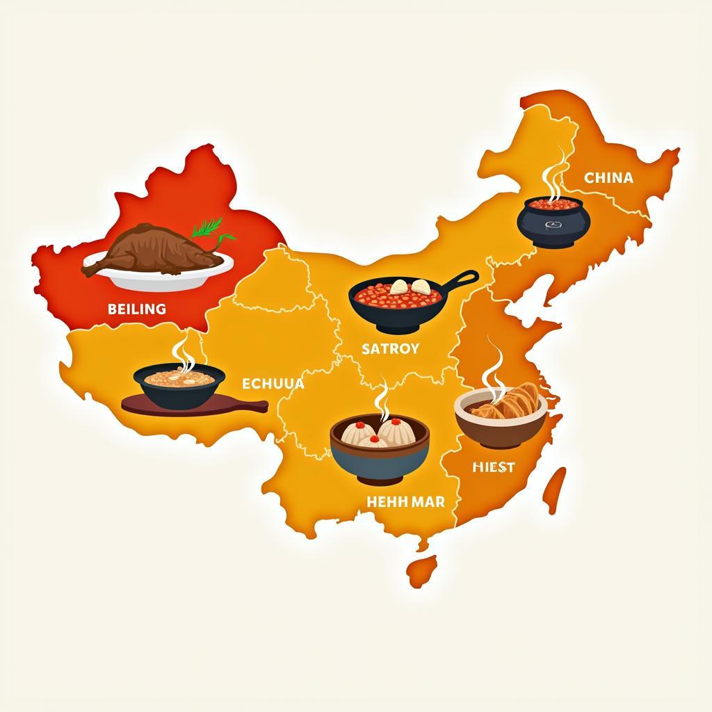 A Map of China Highlighting Regional Cuisine