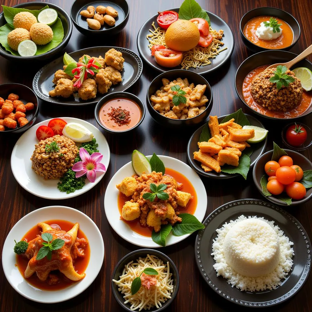 A table spread of regional Thai dishes