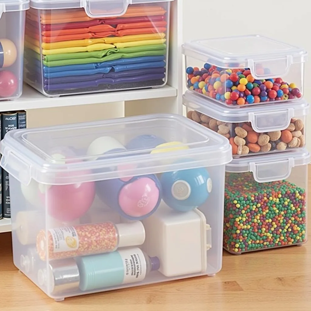 Repurposed Clear Plastic Containers for Organization