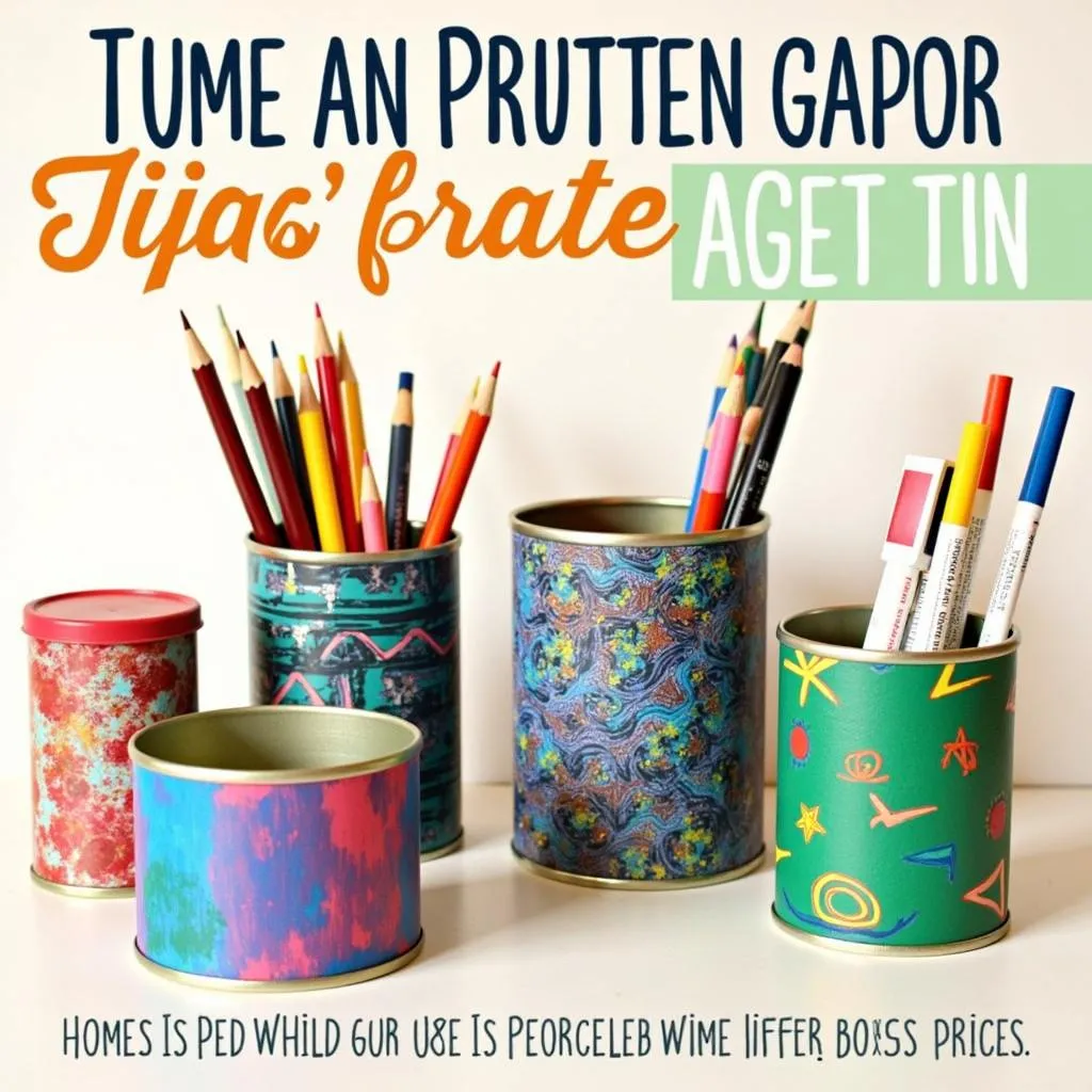 Food safe tins transformed into colorful storage containers for art supplies