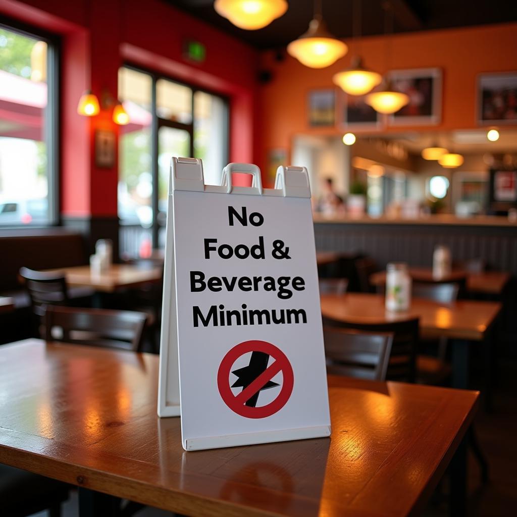 Restaurant with No F&B Minimum Sign