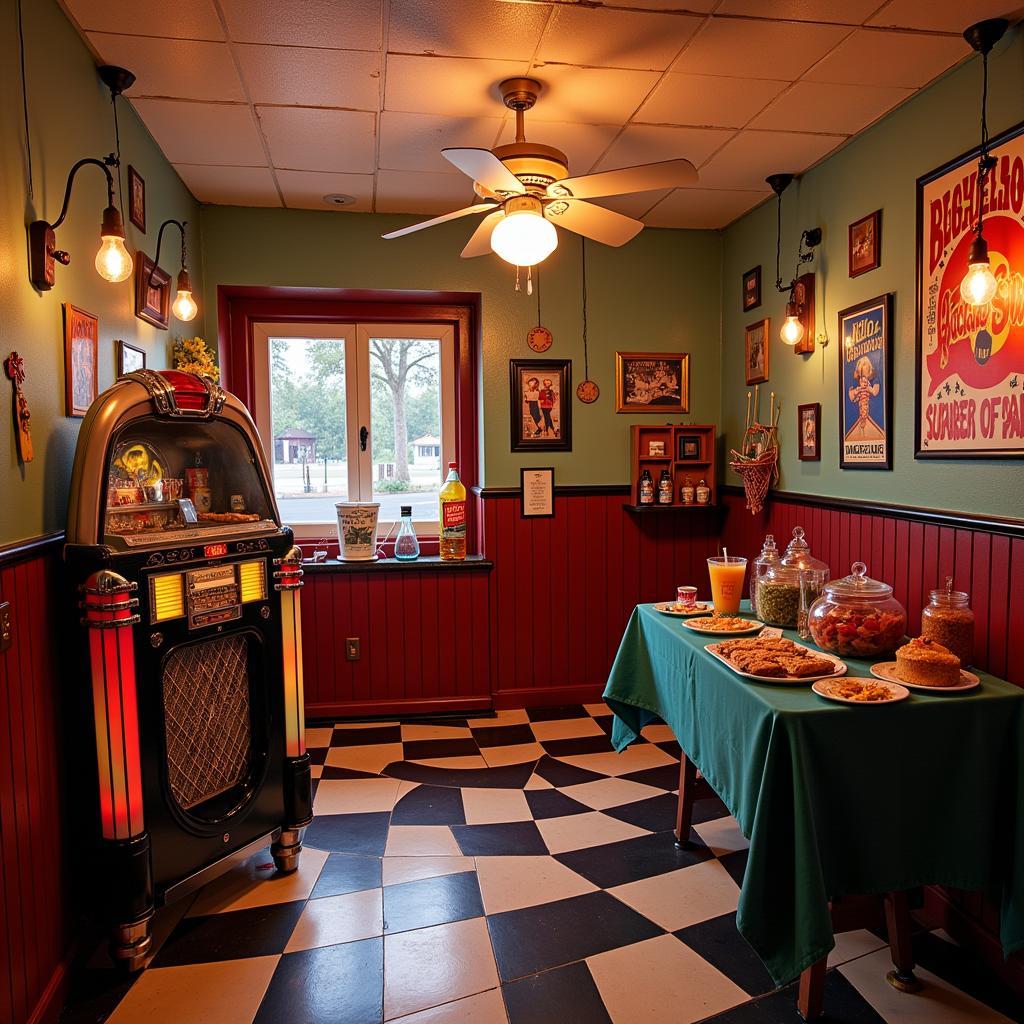 Setting up a retro-themed sock hop party