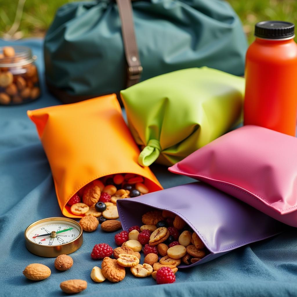 Reusable silicone food storage bags for camping