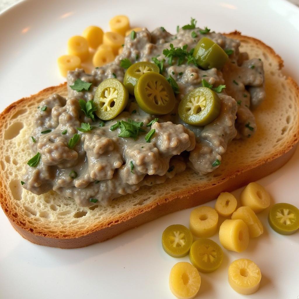 Close-up of rillettes spread on bread