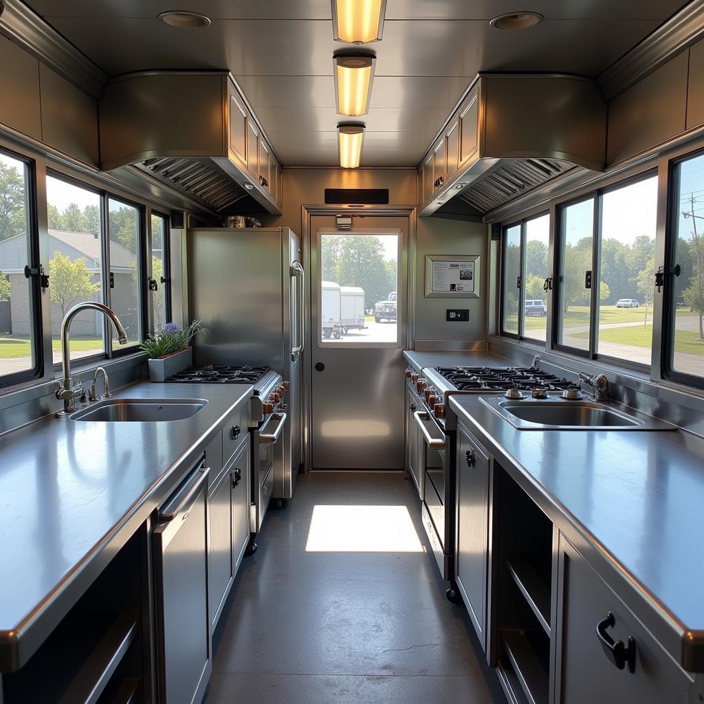 Modern Food Truck Interior with Stainless Steel Appliances