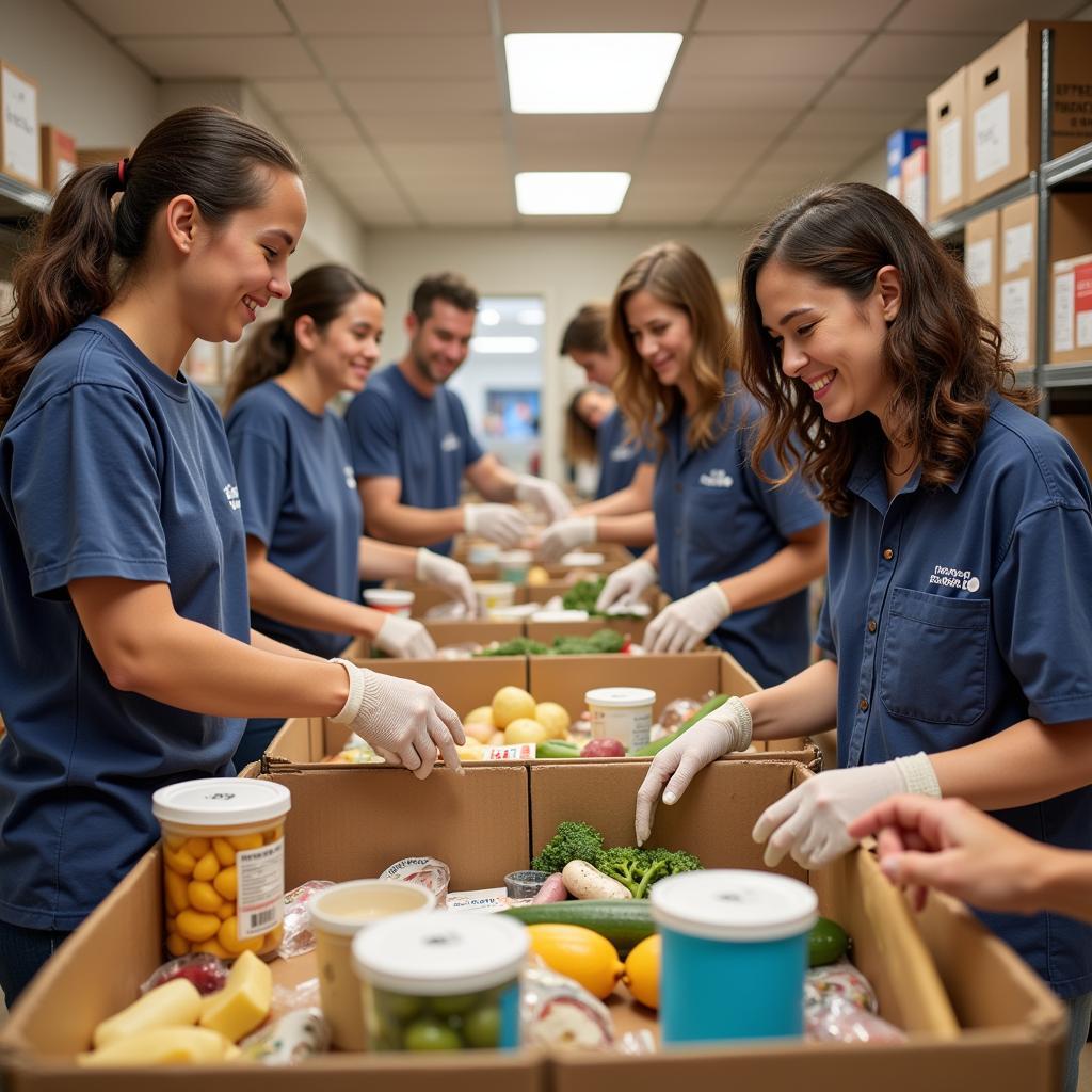 Rock Church food pantry volunteers organizing donations