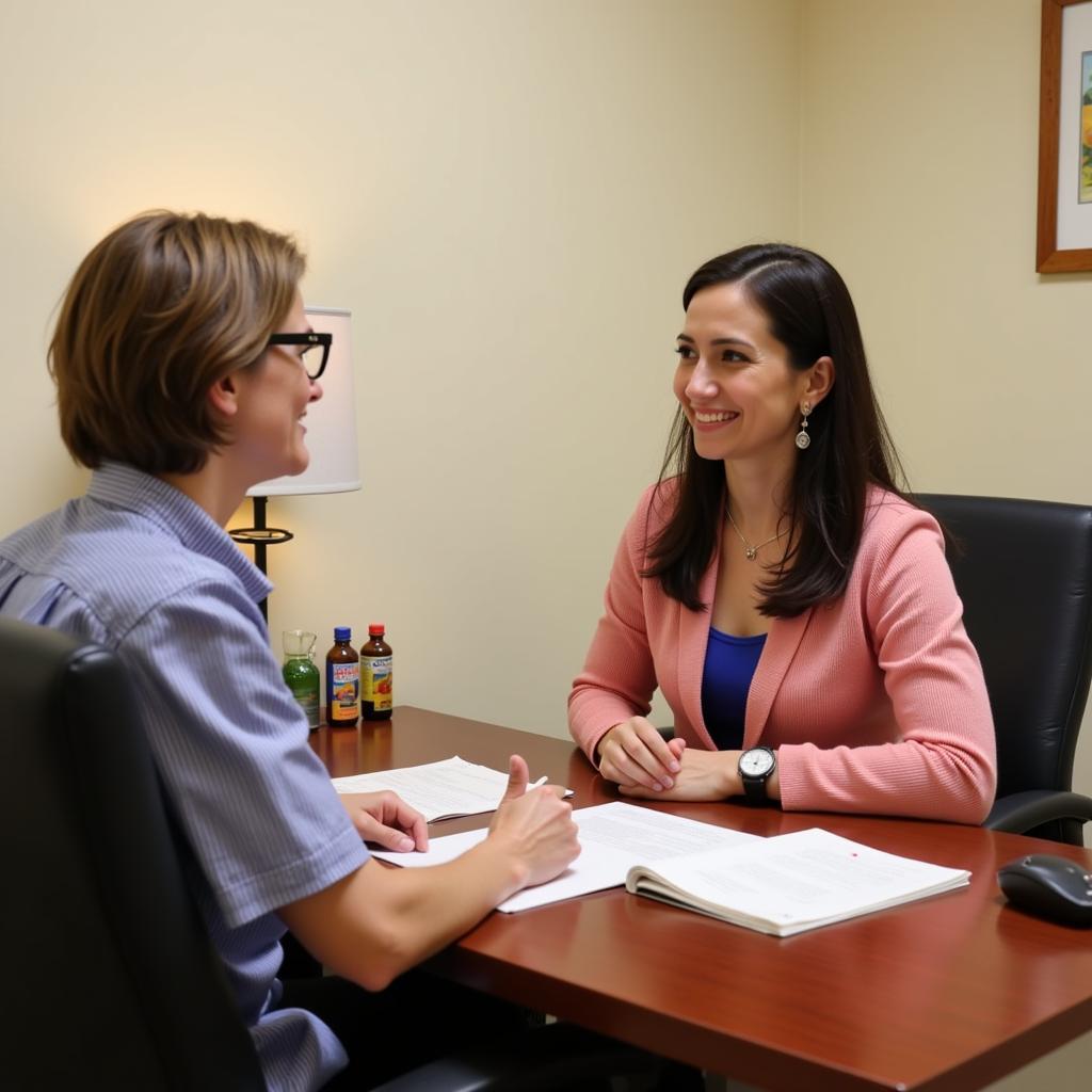 A registered dietitian provides personalized nutritional guidance to a community member at Rock of the Valley Food Pantry.