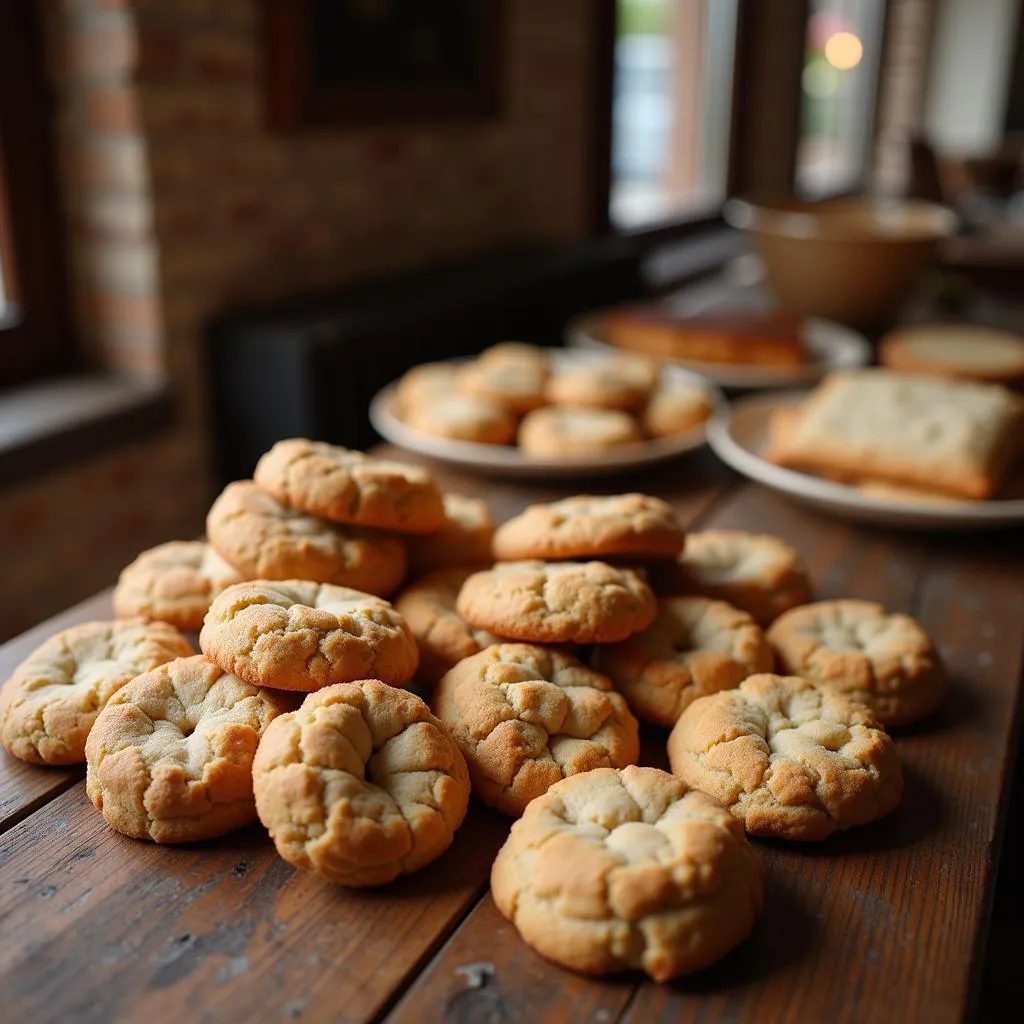 Assortment of cookies on a rustic wooden table