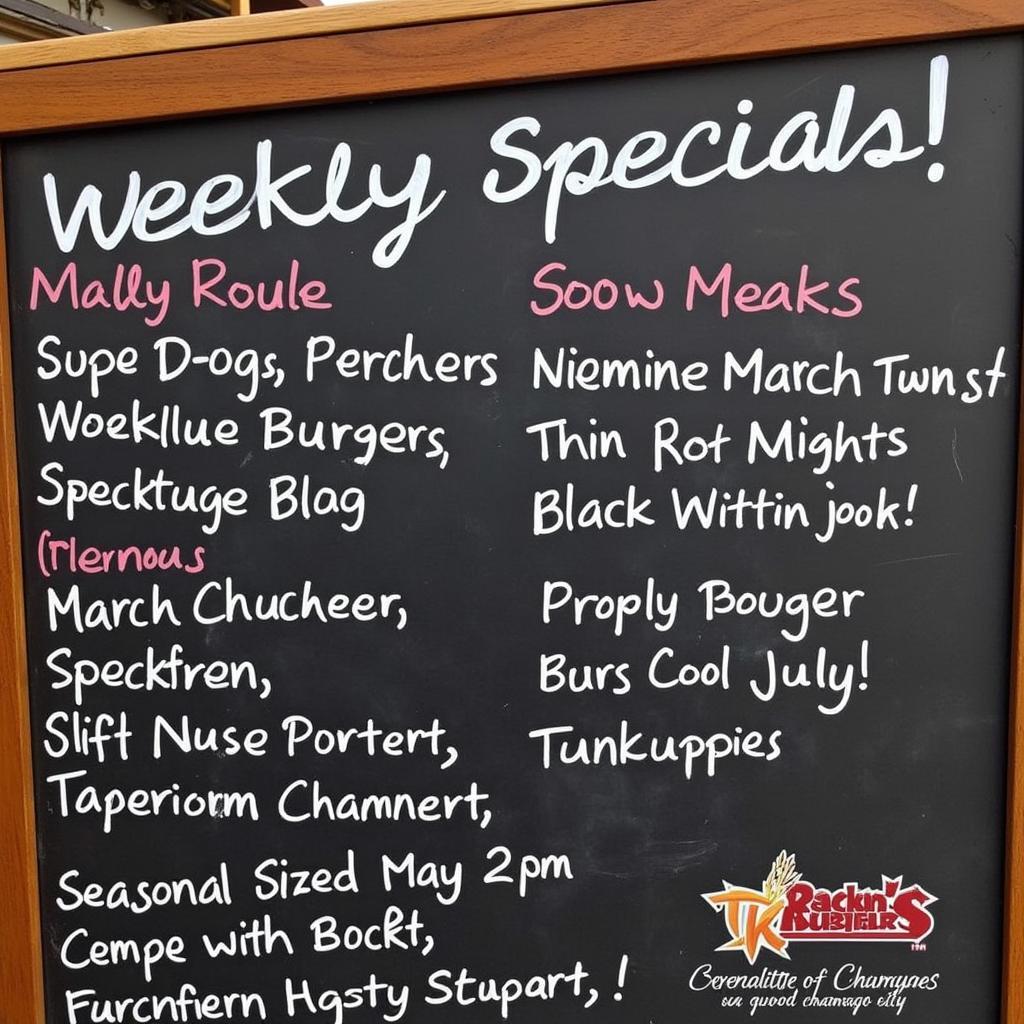 Rockin' TK Burger Barn Menu Specials