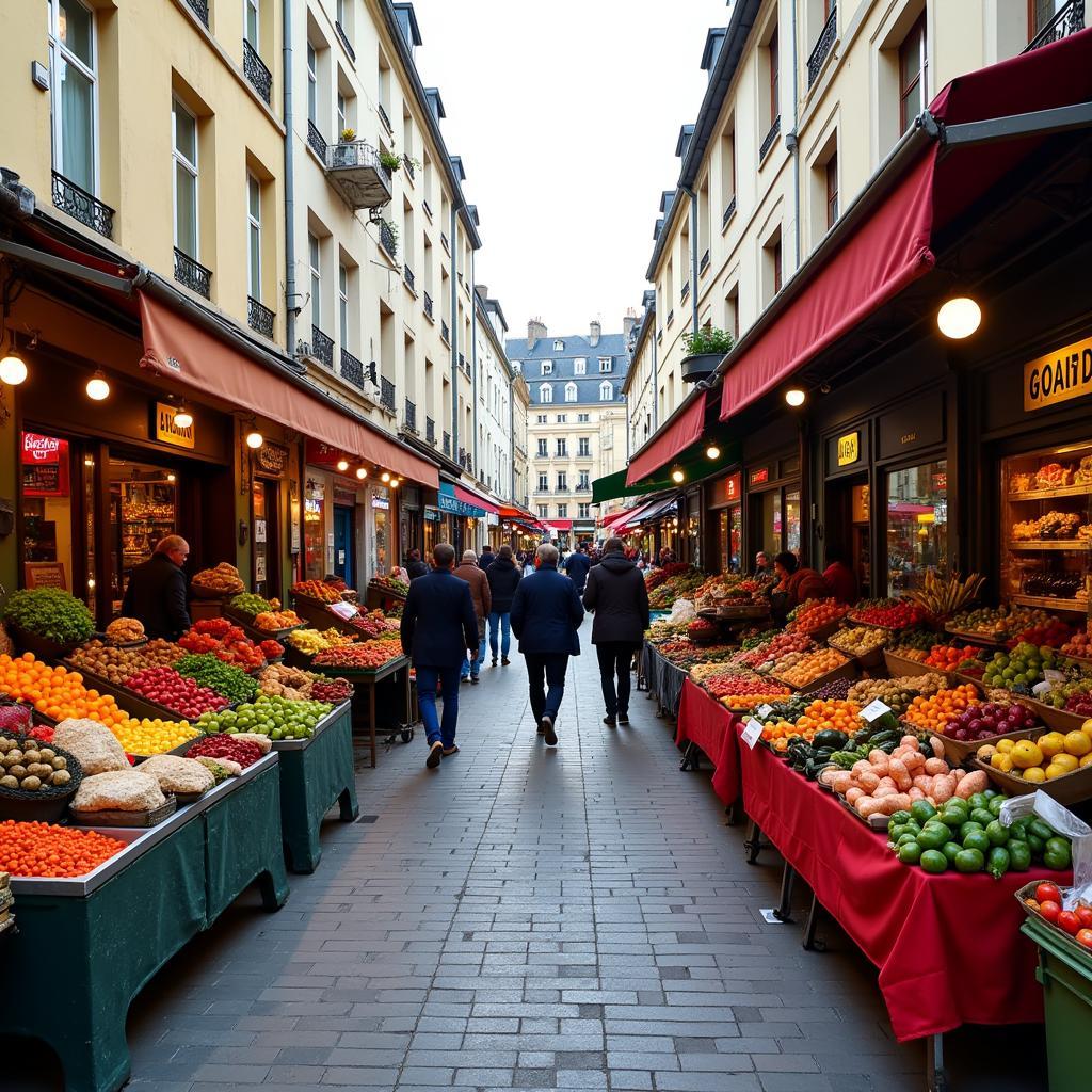 Bustling Market Scene on Rue Montorgueil