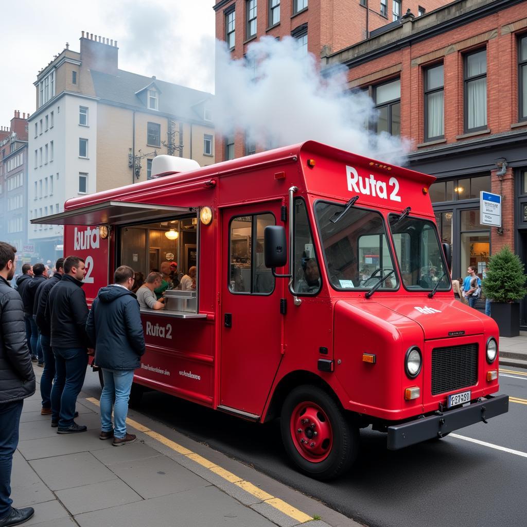 Ruta 2 food truck parked on a city street