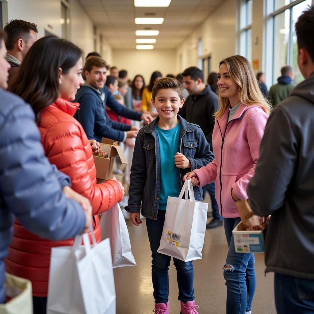 Families receiving food assistance at a Rutherford County food bank