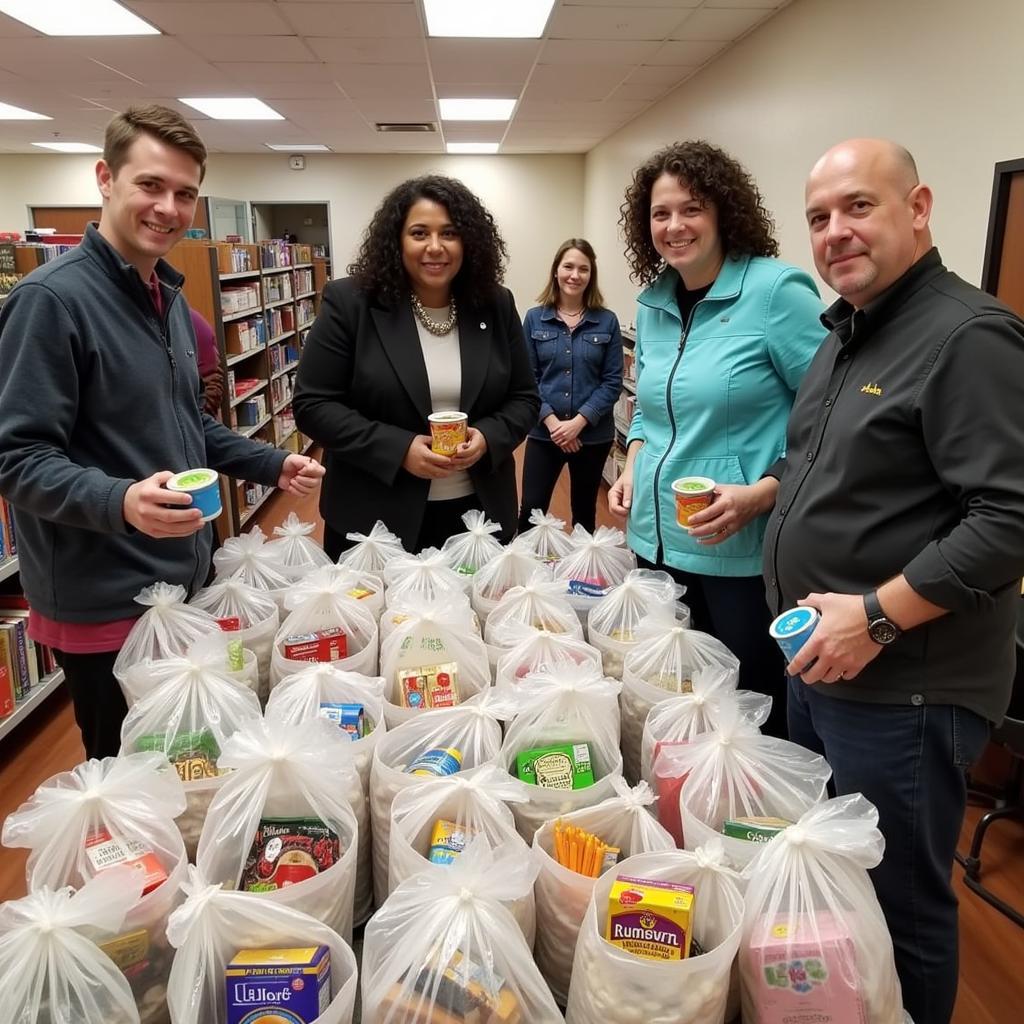 Community members donating food items at a Rutherford County food bank