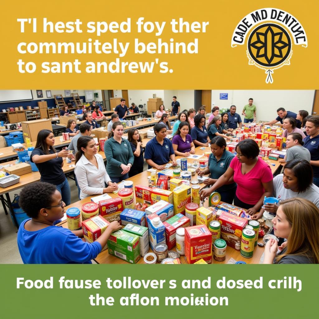 Volunteers of all ages and backgrounds work together to sort and organize food donations at Saint Andrew's Food Pantry. 