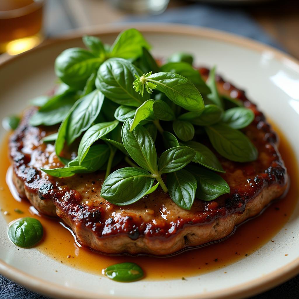 Salisbury steak with Thai basil stir-fry