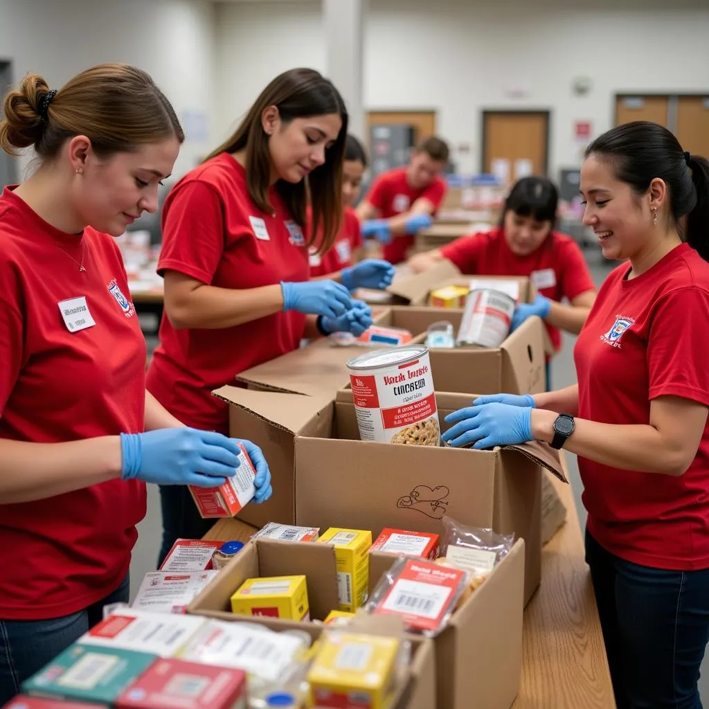 Volunteers Sorting Donations at a Salvation Army Food Bank