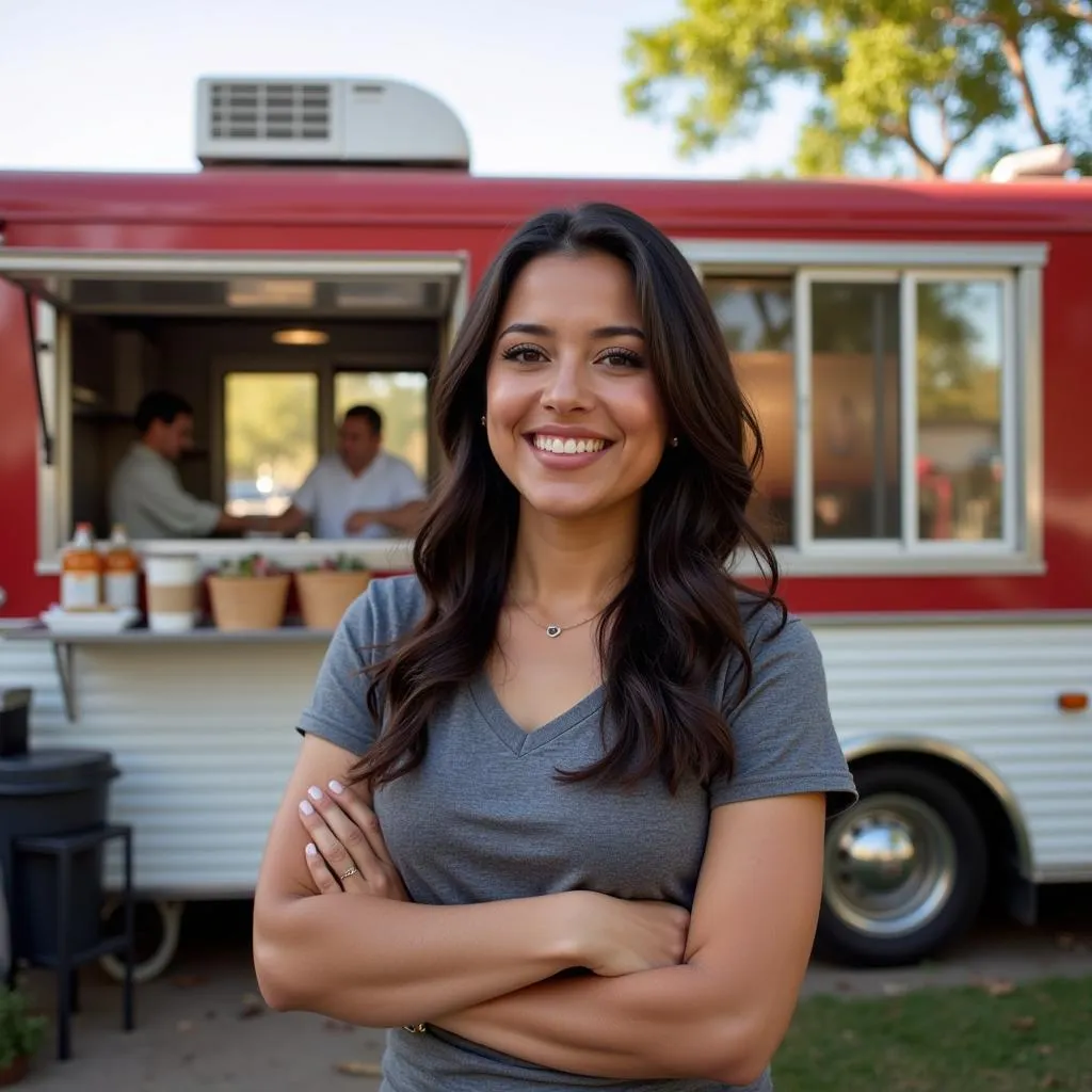 Maria, a proud food truck owner in San Antonio