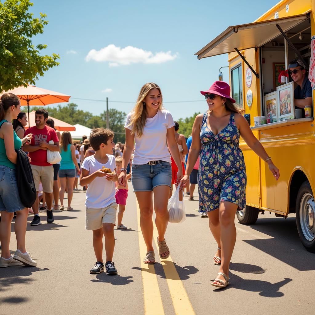 Families enjoying the Sanford Food Truck Fiesta