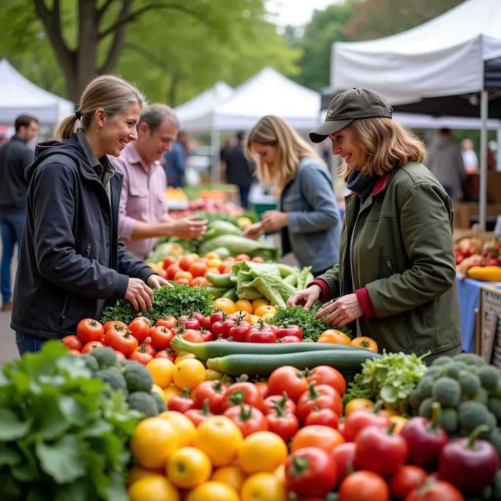 Farmers market in Sauk Centre, MN, with fresh produce.