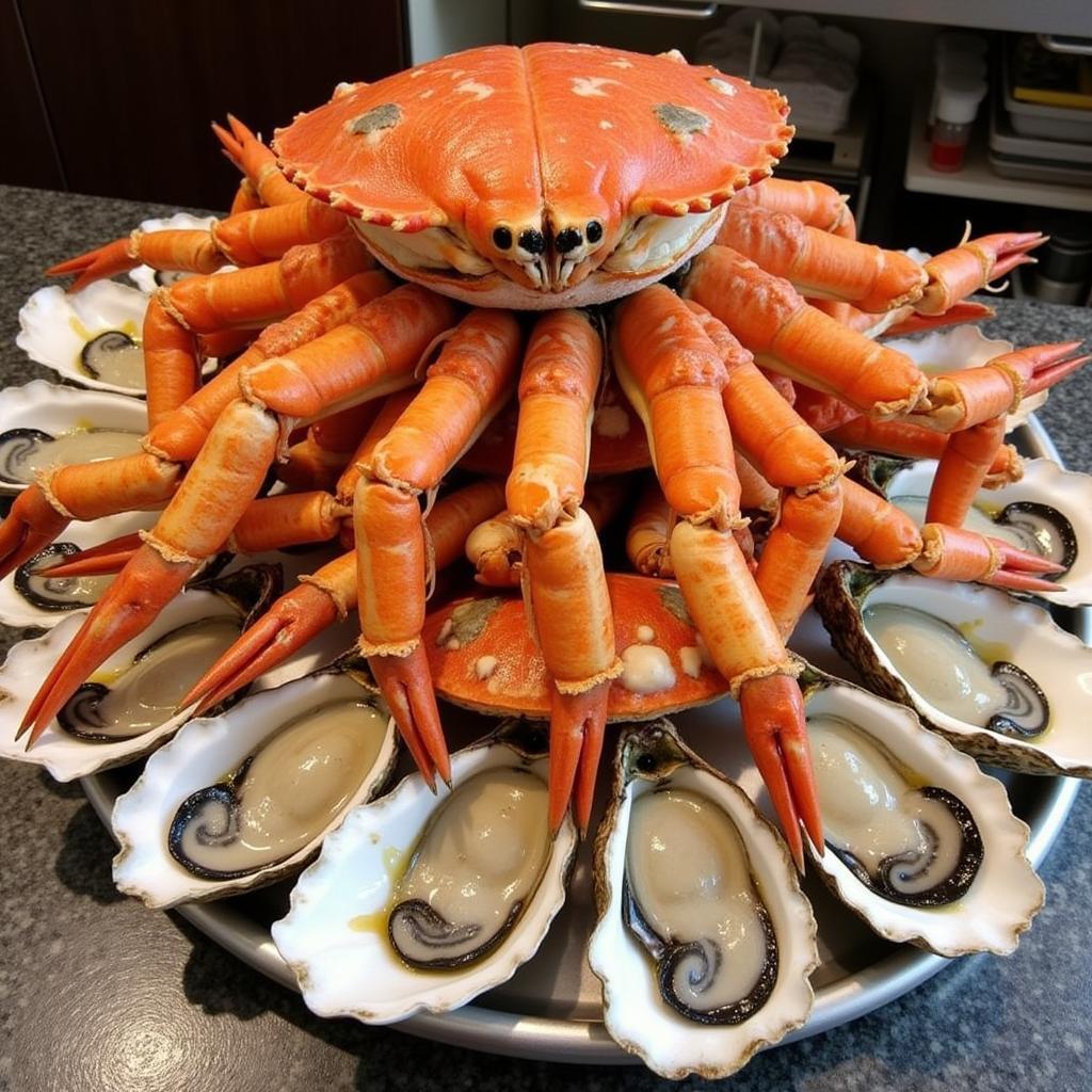 A delicious seafood platter at a restaurant near Chartway Arena