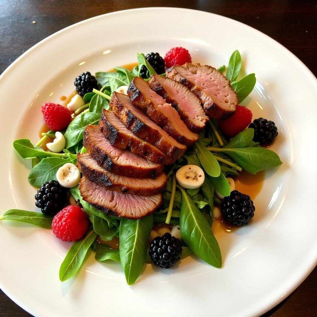 Seared duck breast salad with balsamic vinaigrette