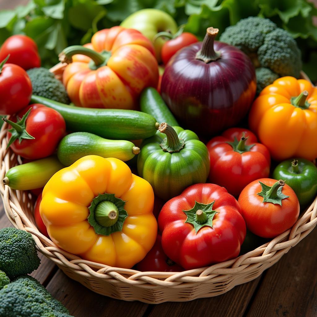 A Colorful Display of Seasonal Fruits and Vegetables