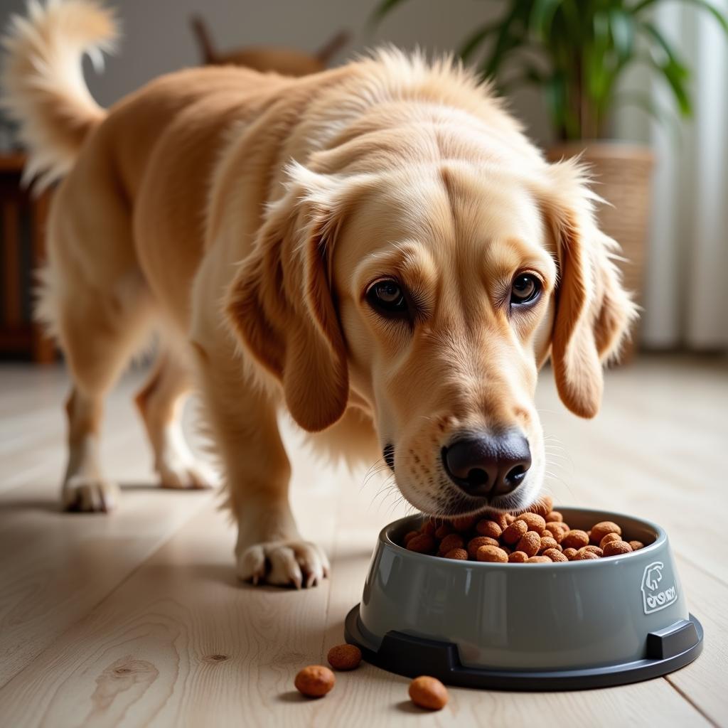 Senior Dog Enjoying Meal