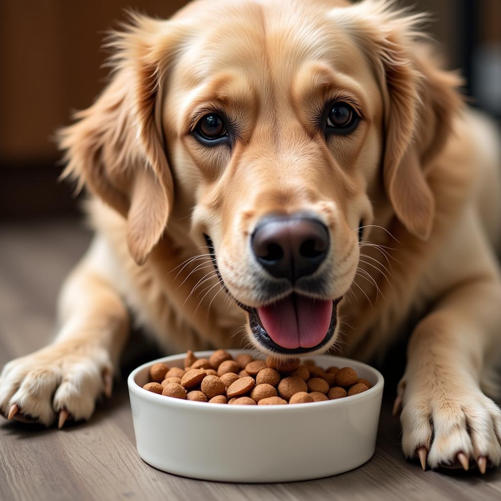 Senior Dog Enjoying Meal